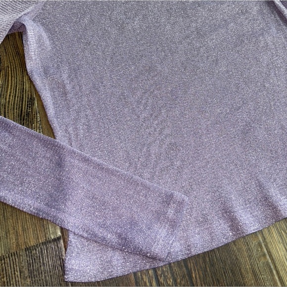 RSQ Long Sleeve Mesh Sheer Top Womens XXL Purple Silver Sparkle Stretchy Party - Picture 4 of 4